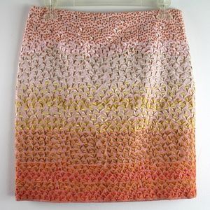 Anthropologie HD In Paris Linen Embroidered Petal Floral Pencil Mini Skirt 2